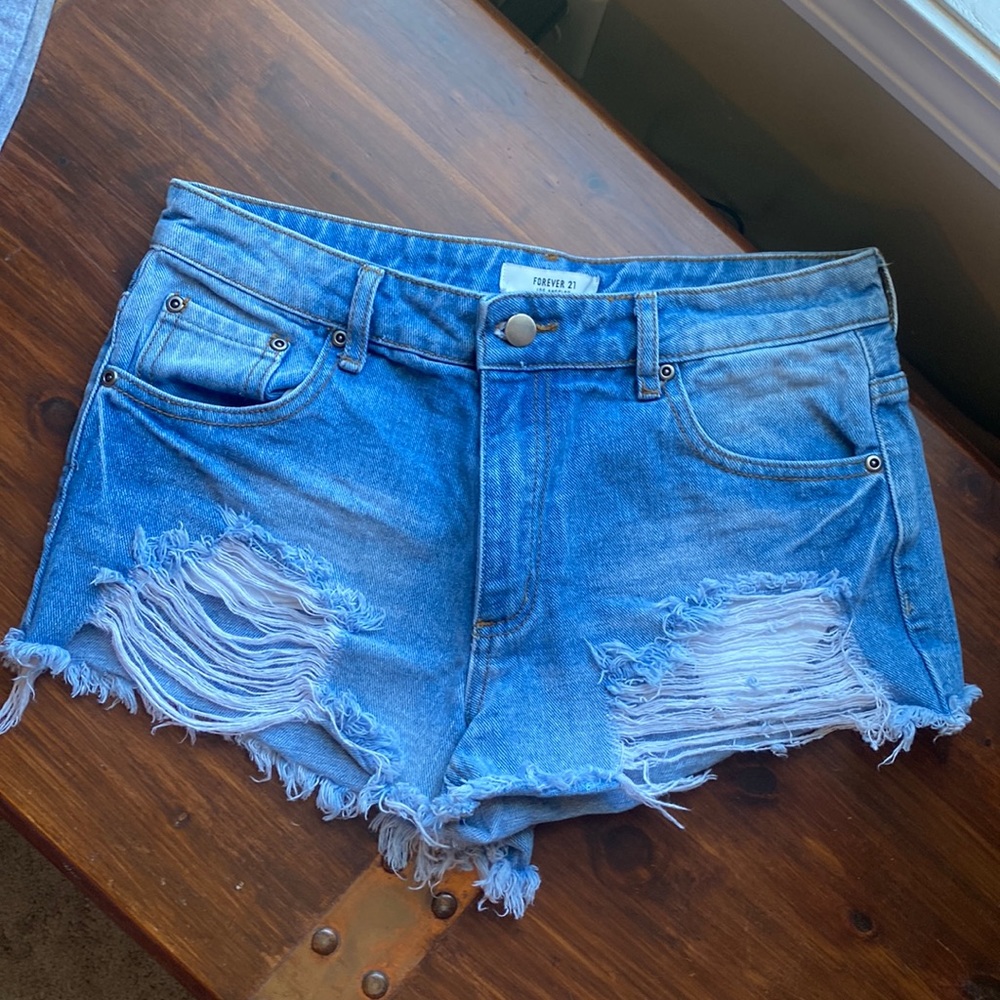 Forever 21 jean distressed denim shorts